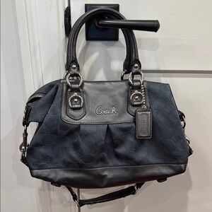 Coach Blue Handbag Purse with Silver Hardware